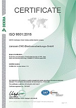 ISO 9001:2015 Zertifikat in englisch